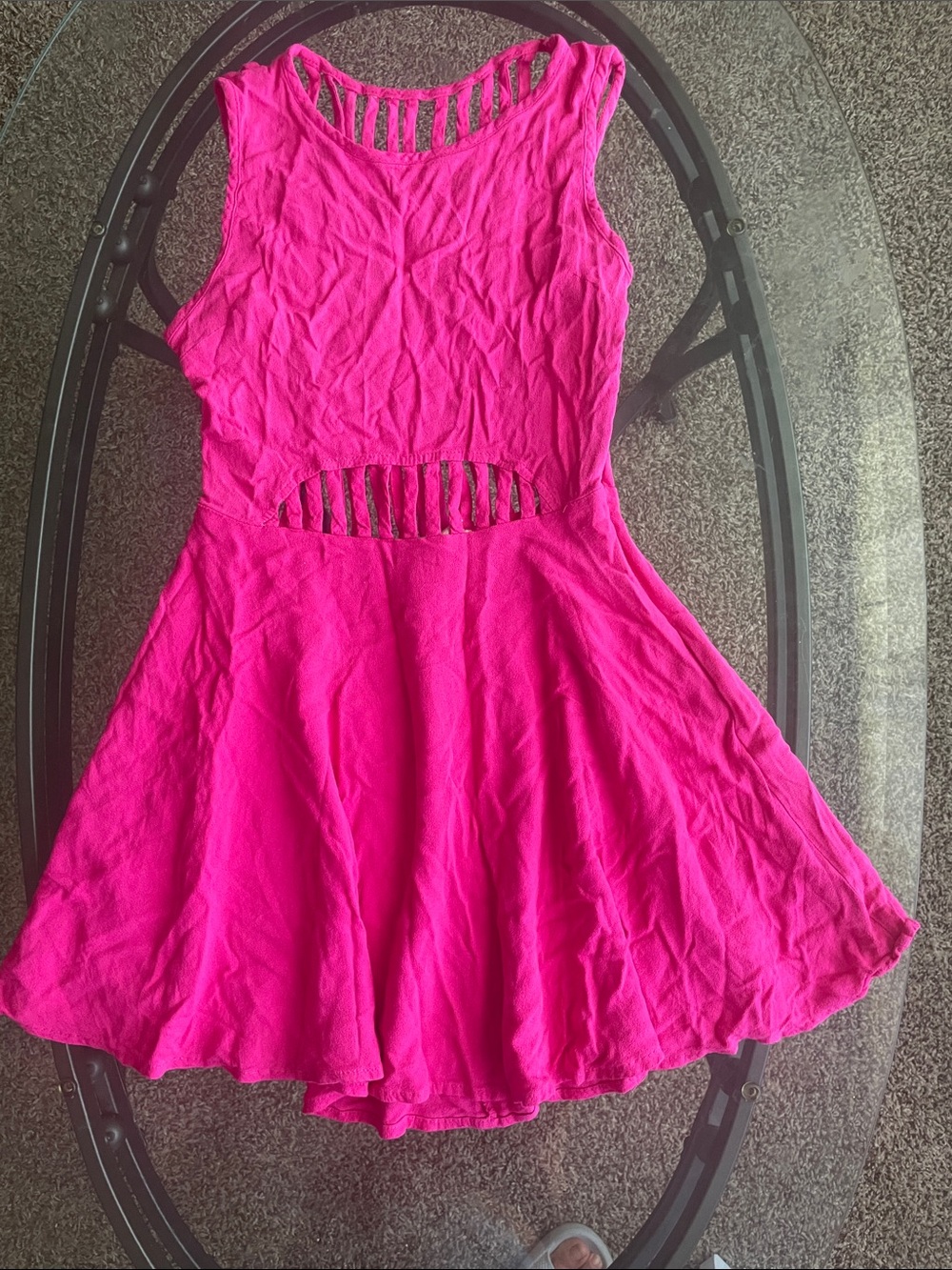 Junior ' Bright Pink Cutout Dress
